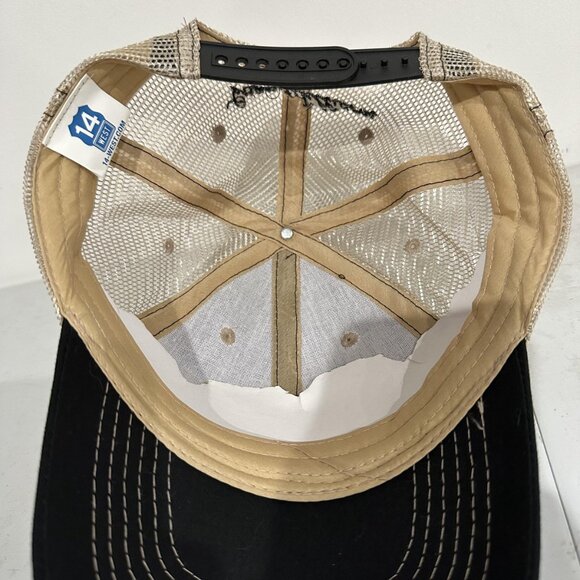 Evan Williams Bourbon Hat Cap Snap Back Black Tan Trucker Mesh Embroidered Mens - Picture 5 of 7